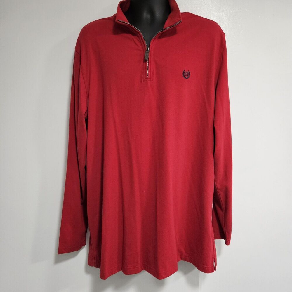 Chaps‎ Mens Size XLP Big & Tall Red 1/4 Zip Pullover Sweater NEW